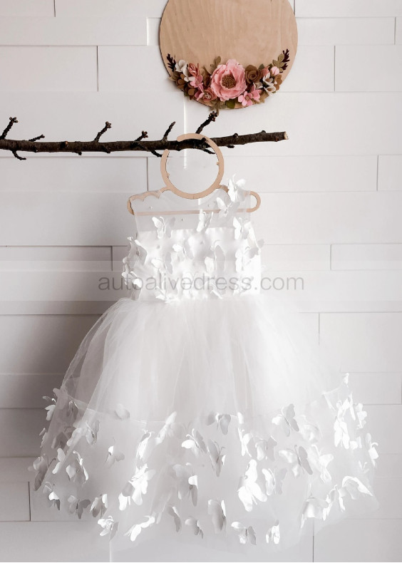 Ivory Butterfly Tulle Fairytale Flower Girl Dress